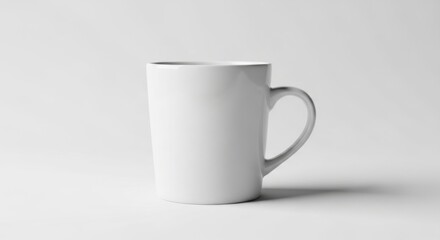 Obraz premium Plain White Ceramic Mug on Light Gray Background for Coffee Tea Beverage Advertising