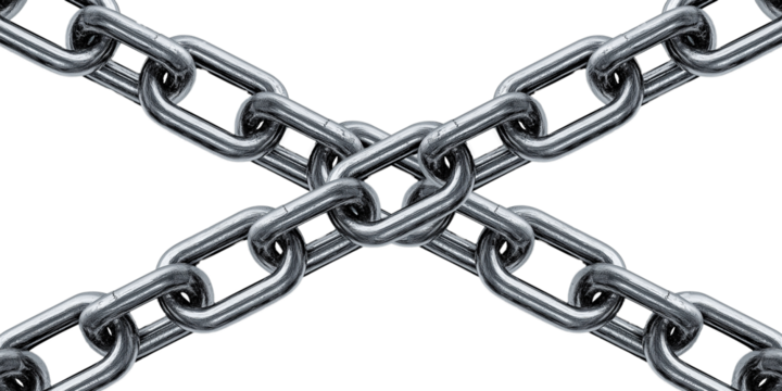 Diagonal Lock Chain Isolated on Transparent Background