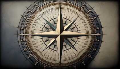 Obraz premium textured relief of compass rose with distressed white and dark backgrounds