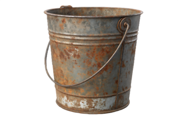 Vintage Rusty Bucket Isolated On White on AI generated by PNG