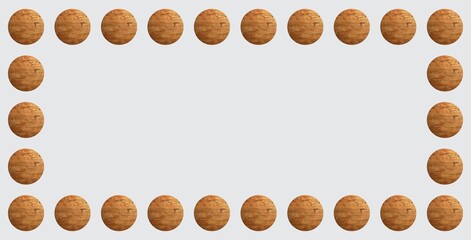 Circular patterns, modern art mixed with antiquity. Wood floor element, repetitions. Frames and borders. Sustainability, minimalism, futurism. Image manipulation