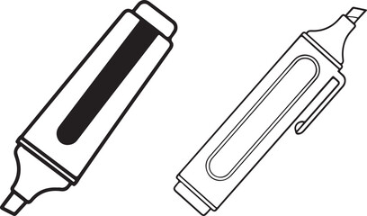 Black and white illustration of hiker in forest, vector art