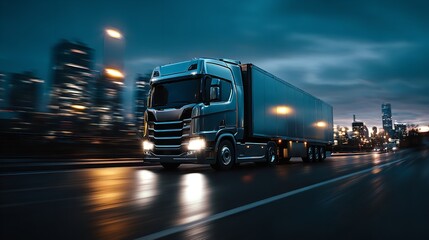 A futuristic truck driven by AI, offering a glimpse into the future of autonomous transportation and logistics