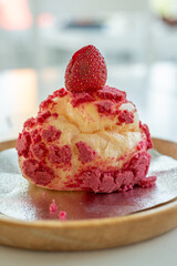 Delicious Dessert with Strawberry and Red Crumble Topping