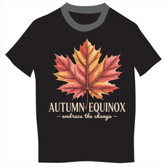 Autumn Equinox T-Shirt with Maple Leaf Design