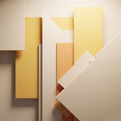 Abstract geometric composition with soft yellow and peach hues