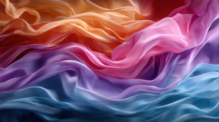 Obraz premium An ethereal blend of colorful silky fabrics creates a dreamlike composition, embodying beauty, motion, and grace in a mesmerizing visual experience that captivates the eye.