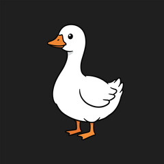 Cute Cartoon Goose Illustration Isolated on Dark Background for Childrens Books and Farm Animal Educational Resources Great for Stickers and Creative Design Projects