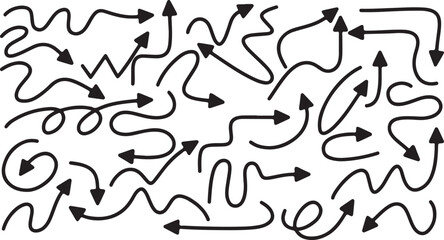 Black Arrow Brush Set – Vector, Direction, Navigation, Pointer, Guide, Brush Stroke, Graphic, Symbol, Curved, Abstract, Hand Drawn, Doodle, Isolated, Icon, Design Element, Path, Marker, Sketch