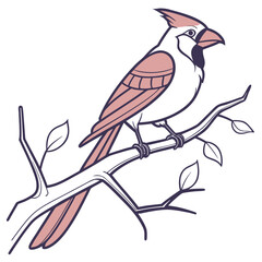 Cardinal perched on a branch bird leaves