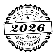 Welcome New Year New Energy Circle Stamp 2026 celebration