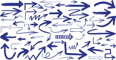 Arrow Collection Vector – Direction, Navigation, Icons, Guide, Pointer, Design, Graphic, Symbol, Doodle, Sketch, Brush, Black Arrow, Curved, Path, Abstract, Set, Isolated, Marker