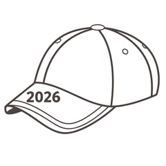 Minimalist isometric baseball cap with year headwear