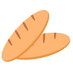 Two baguette breads side by side. Perfect for bakery branding and culinary illustrations.