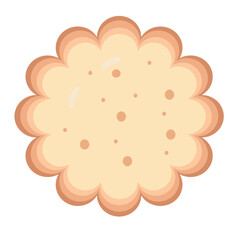 Round butter cookie with scalloped edges. Ideal for bakery logos, packaging, and sweet illustrations.