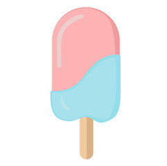 Pastel popsicle with pink and blue colors. Perfect for summer designs and kawaii sweet collections.
