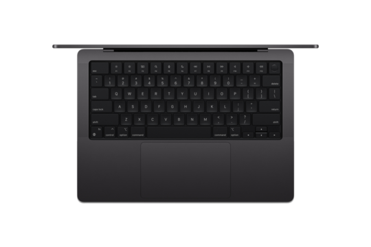 Top view of laptop on transparent or white background