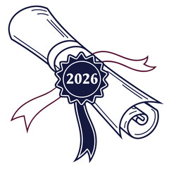 Navy blue diploma scroll with maroon ribbons graduation