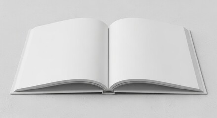 Fototapeta premium Open Blank Notebook with White Pages on Light Surface for Writing or Sketching
