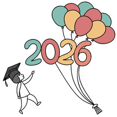 Graduation year balloons with student vector