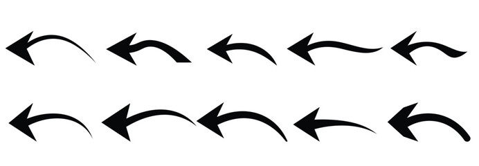 Obraz premium Curved Arrow Icon Set – Vector Arrows Collection, Direction Symbols, Navigation Design Elements