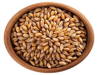 Fototapeta premium Whole wheat grains in a wooden bowl