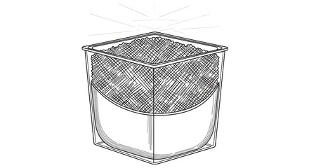 Line Drawing of a Square Container Filled with Granulated Material for Industrial or Food Use
