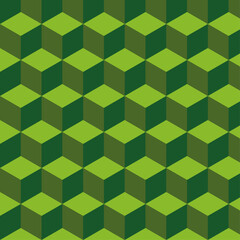 Vector art of green geometric cube pattern background