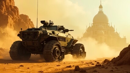 Tanks traveling in sandstorms