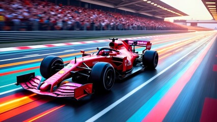 The red race car on the track