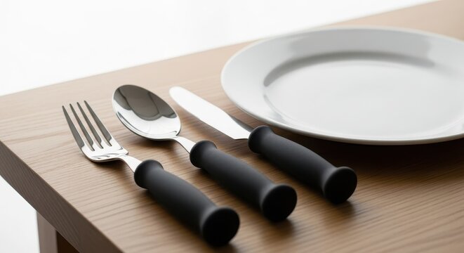 Specialized adaptive cutlery with thick, ergonomic handles for improved grip, aiding independence during mealtime