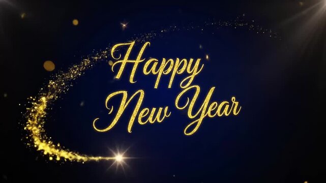 Happy New Year Golden Sparkle Celebration Animation
