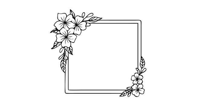 Elegant floral corner accents for a square invitation border design