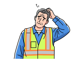 Confused older man: A realistic portrayal of an older gentleman, dressed in work attire, displaying a gesture of puzzlement or bewilderment, ideal for visuals related to the idea of trouble.