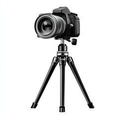 Black camera mounted on a tripod (1)