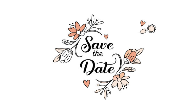 Elegant floral save the date wedding invitation announcement