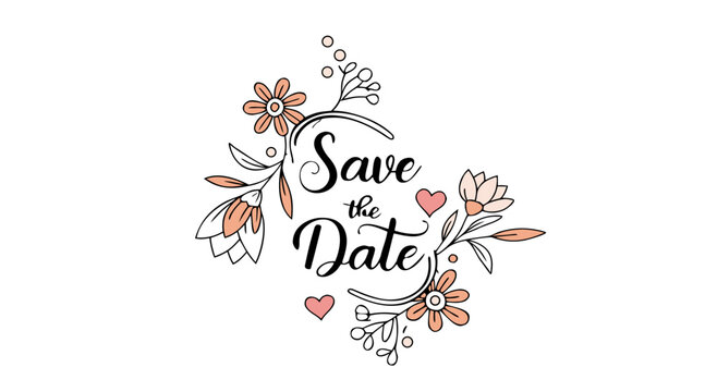 Elegant floral save the date wedding invitation announcement