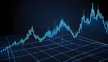 A blue line graph showing fluctuating data points on a grid against a dark background display screen