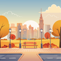 Obraz premium abstract serene autumn park illustration