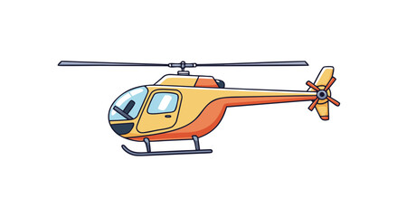 Flying high above in a bright yellow helicopter with a skilled pilot navigating the skies efficiently