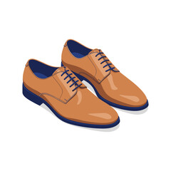 Elegant Brown Leather Dress Shoes with Blue Accents on White Background for Formal Occasions and Professional Wear