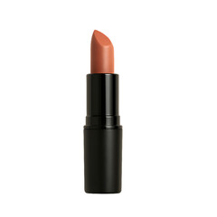 Obraz premium A close-up of a nude-colored lipstick in a sleek black tube, isolated on a transparent background.