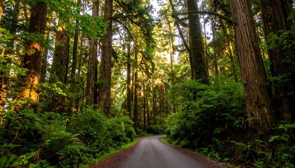 Fototapeta premium Redwood forest road
