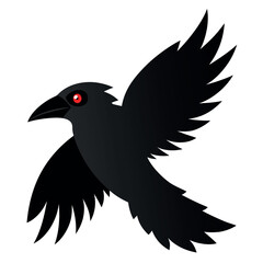 Striking black raven in flight a bold and graphic design with a touch of eerie halloween spirit