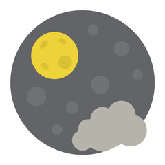 Obraz premium Spooky full moon obscured by dark ominous clouds casting a pale yellow glow on a mysterious night
