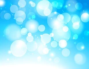 Sparkling celestial spheres on a vibrant azure canvas soft and dreamy bokeh effect
