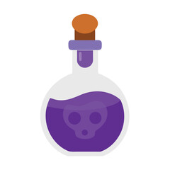 Mysterious purple potion bottle with a spooky skull label perfect for halloween designs