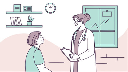 Doctor and patient consultation in a medical office