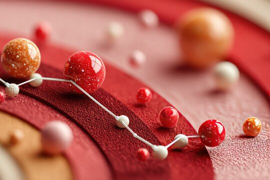 Abstract 3D spheres in concentric rings of varying shades of red