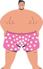 Naklejka premium Body Positivity Concept with Overweight Cartoon Character